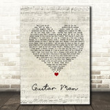 Elvis Presley Guitar Man Script Heart Song Lyric Wall Art Print