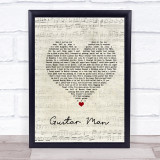 Elvis Presley Guitar Man Script Heart Song Lyric Wall Art Print