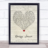 America Daisy Jane Script Heart Song Lyric Wall Art Print