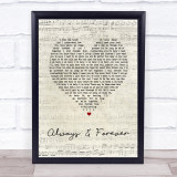 Eternal Always & Forever Script Heart Song Lyric Wall Art Print