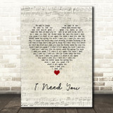 America I Need You Script Heart Song Lyric Wall Art Print