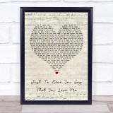 Faith Hill Just To Hear You Say That You Love Me Script Heart Song Lyric Wall Art Print