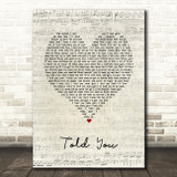 Florida Georgia Line Told You Script Heart Song Lyric Wall Art Print
