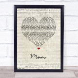 Garth Brooks Mom Script Heart Song Lyric Wall Art Print