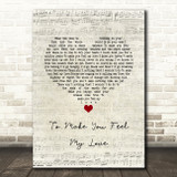 Garth Brooks To Make You Feel My Love Script Heart Song Lyric Wall Art Print