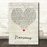 Gavin James Nervous Script Heart Song Lyric Wall Art Print