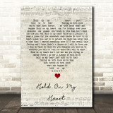 Genesis Hold On My Heart Script Heart Song Lyric Wall Art Print