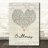 Green Day Outlaws Script Heart Song Lyric Wall Art Print