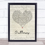 Green Day Outlaws Script Heart Song Lyric Wall Art Print