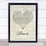 Heart Alone Script Heart Song Lyric Wall Art Print