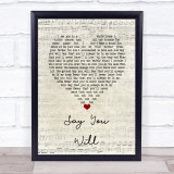 Hearts & Colors Say You Will Script Heart Song Lyric Wall Art Print