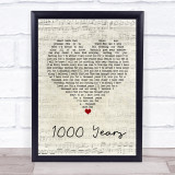 Isabella Breedlove 1000 Years Script Heart Song Lyric Wall Art Print