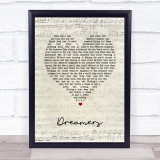 Jack Savoretti Dreamers Script Heart Song Lyric Wall Art Print