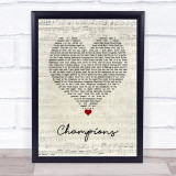 James Blunt Champions Script Heart Song Lyric Wall Art Print