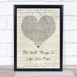 Janet Jackson The Best Things In Life Are Free Script Heart Song Lyric Wall Art Print