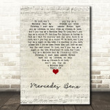 Janis Joplin Mercedes Benz Script Heart Song Lyric Wall Art Print