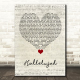 Jeff Buckley Hallelujah Script Heart Song Lyric Wall Art Print