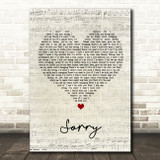 Joel Corry Sorry Script Heart Song Lyric Wall Art Print
