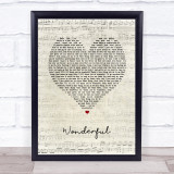 Aretha Franklin Wonderful Script Heart Song Lyric Wall Art Print