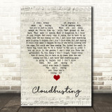 Kate Bush Cloudbusting Script Heart Song Lyric Wall Art Print