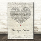Katy Perry Teenage Dream Script Heart Song Lyric Wall Art Print