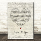KC And The Sunshine Band Give It Up Script Heart Song Lyric Wall Art Print