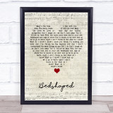 Keane Bedshaped Script Heart Song Lyric Wall Art Print