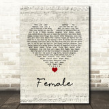 Keith Urban Female Script Heart Song Lyric Wall Art Print