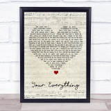 Keith Urban Your Everything Script Heart Song Lyric Wall Art Print