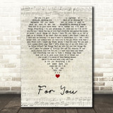 Kenny Lattimore For You Script Heart Song Lyric Wall Art Print