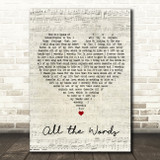 Kutless All the Words Script Heart Song Lyric Wall Art Print