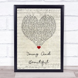 Lana Del Rey Young And Beautiful Script Heart Song Lyric Wall Art Print