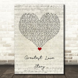 LANCO Greatest Love Story Script Heart Song Lyric Wall Art Print