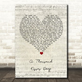 Leonard Cohen A Thousand Kisses Deep Script Heart Song Lyric Wall Art Print