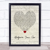 Lewis Capaldi Before You Go Script Heart Song Lyric Wall Art Print