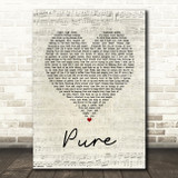 Lightning Seeds Pure Script Heart Song Lyric Wall Art Print