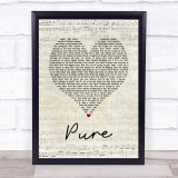 Lightning Seeds Pure Script Heart Song Lyric Wall Art Print