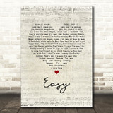 Lionel Richie Easy Script Heart Song Lyric Wall Art Print