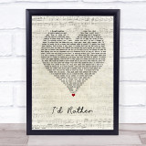 Luther Vandross I'd Rather Script Heart Song Lyric Wall Art Print