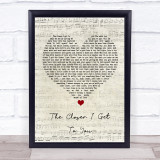 Luther Vandross The Closer I Get To You Script Heart Song Lyric Wall Art Print