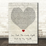 Meat Loaf You Took The Words Right Out Of My Mouth Script Heart Song Lyric Wall Art Print