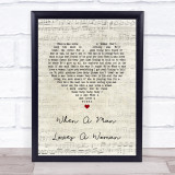 Michael Bolton When A Man Loves A Woman Script Heart Song Lyric Wall Art Print