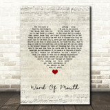 Mike + The Mechanics Word Of Mouth Script Heart Song Lyric Wall Art Print