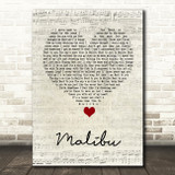 Miley Cyrus Malibu Script Heart Song Lyric Wall Art Print