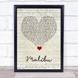 Miley Cyrus Malibu Script Heart Song Lyric Wall Art Print