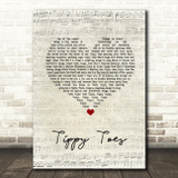 Nancy Sinatra & Lee Hazlewood Tippy Toes Script Heart Song Lyric Wall Art Print