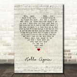 Neil Diamond Hello Again Script Heart Song Lyric Wall Art Print