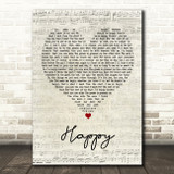 Never Shout Never Happy Script Heart Song Lyric Wall Art Print