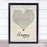Never Shout Never Happy Script Heart Song Lyric Wall Art Print
