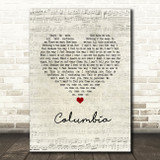Oasis Columbia Script Heart Song Lyric Wall Art Print